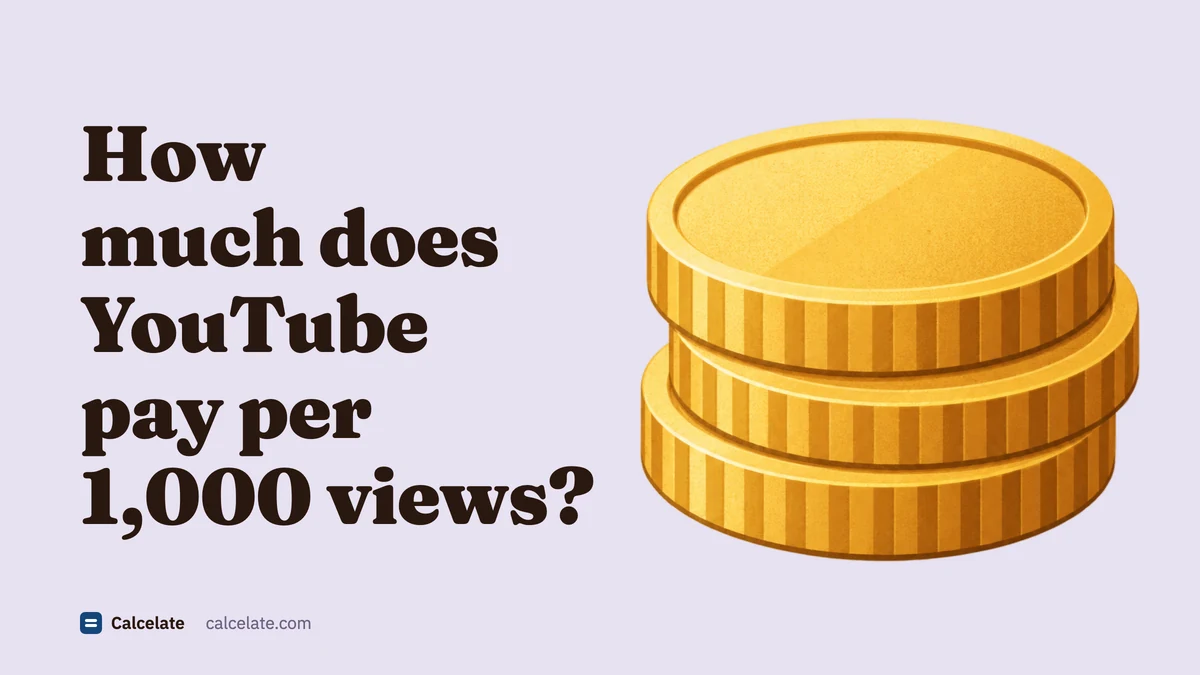 A stack of three plain gold coins, next to the title “How much does YouTube pay per 1,000 views?”