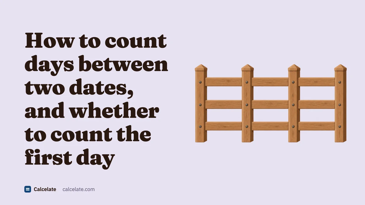 A wooden fence with four posts and three sections of rails, next to the title “How to count days between two dates, and whether to count the first day”